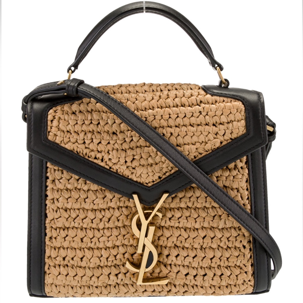 Saint Laurent Mini Raffia Cassandre Handle & Crossbody Bag